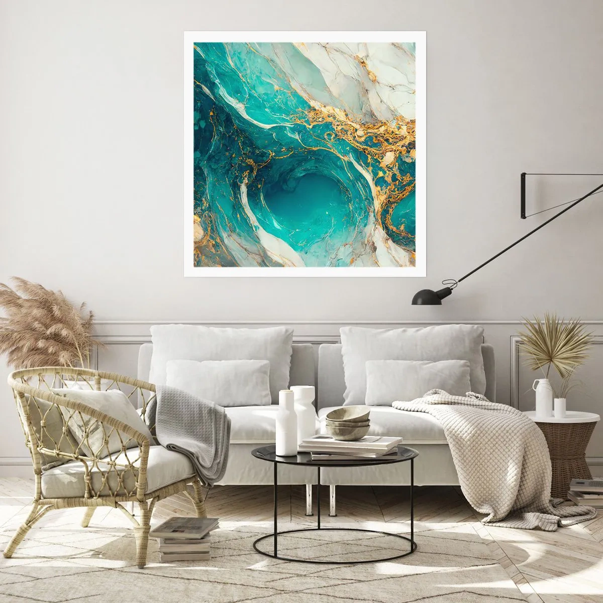 Póster - Composición con vetas de oro - 30x30 cm