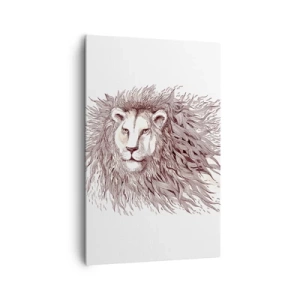 Cuadro sobre lienzo - Impresión de Imagen - Pintura artística de acuarela de un león con una melena detallada. - 80x120cm - Gobernante extravagante - Decoración de pared moderna para salón y dormitorio ARTTOR