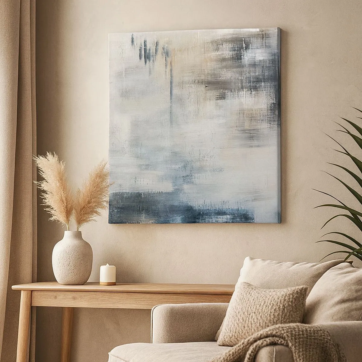 Cuadro sobre lienzo - Impresión de Imagen - Detrás de un velo azul - 30x30 cm