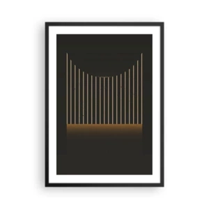 Póster en marco negro - Composición geométrica de líneas verticales en la oscuridad. - 50x70cm - Explorar la oscuridad - Decoración de pared moderna para salón y dormitorio ARTTOR