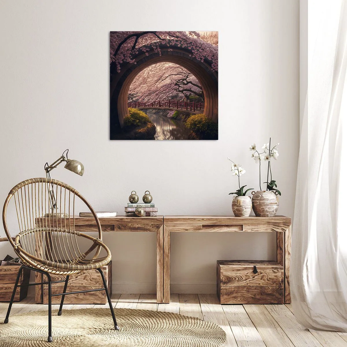 Cuadro sobre lienzo - Impresión de Imagen - Primavera japonesa - 60x60 cm