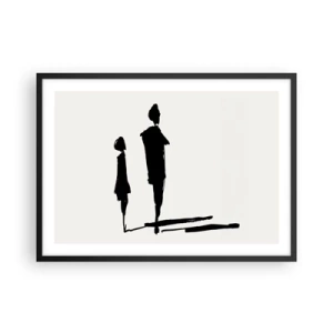 Póster en marco negro - Siluetas de dos personas en negro sobre un fondo claro - 70x50cm - ¿Seguro que juntos? - Decoración de pared moderna para salón y dormitorio ARTTOR