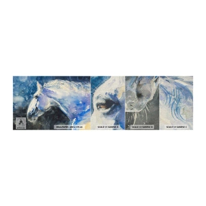 Muestra de fotomural Premium Canvas - Retrato en un resplandor azul - Caballo, Cuadro, animales - 100x30 cm