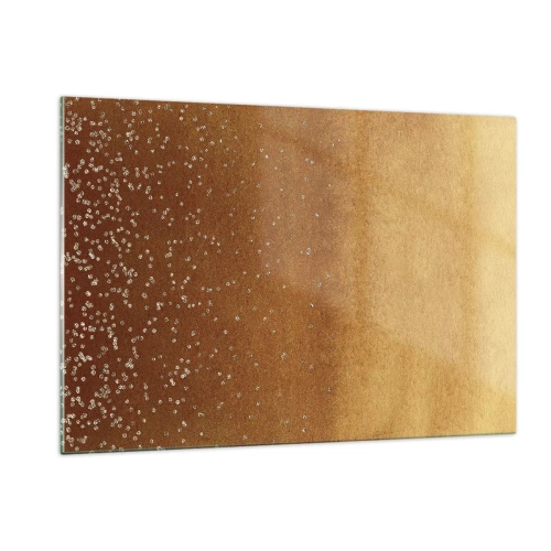 Cuadro sobre vidrio - Impresiones sobre Vidrio - Patrón abstracto dorado con finos reflejos. - 120x80cm - Nacimiento de la luz - Decoración de pared moderna para salón y dormitorio ARTTOR