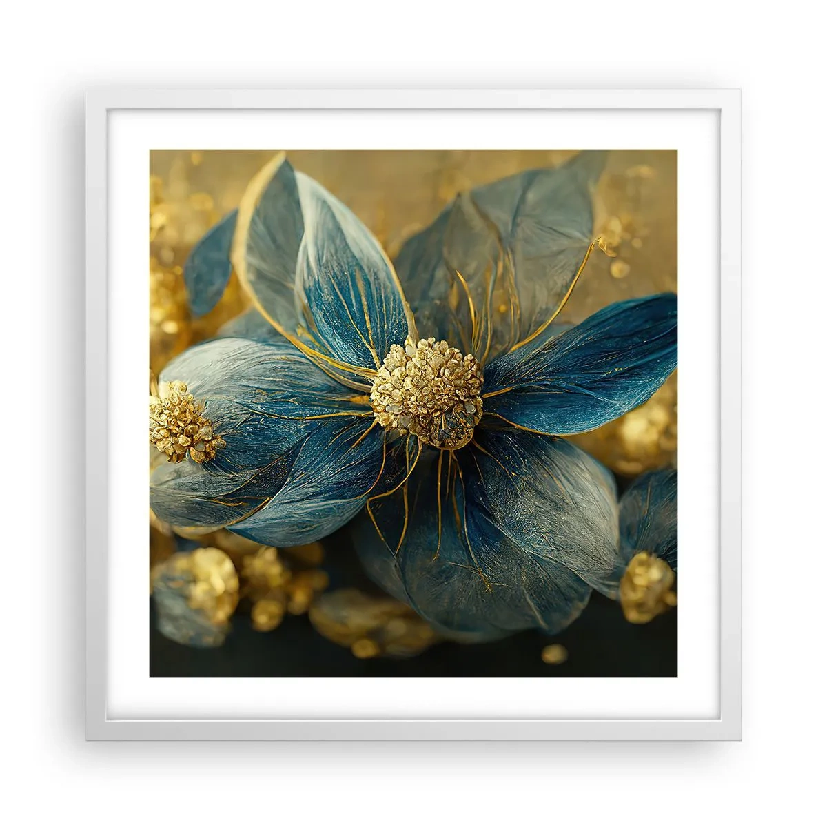 Póster en marco blanco - Flor de oro - 50x50 cm