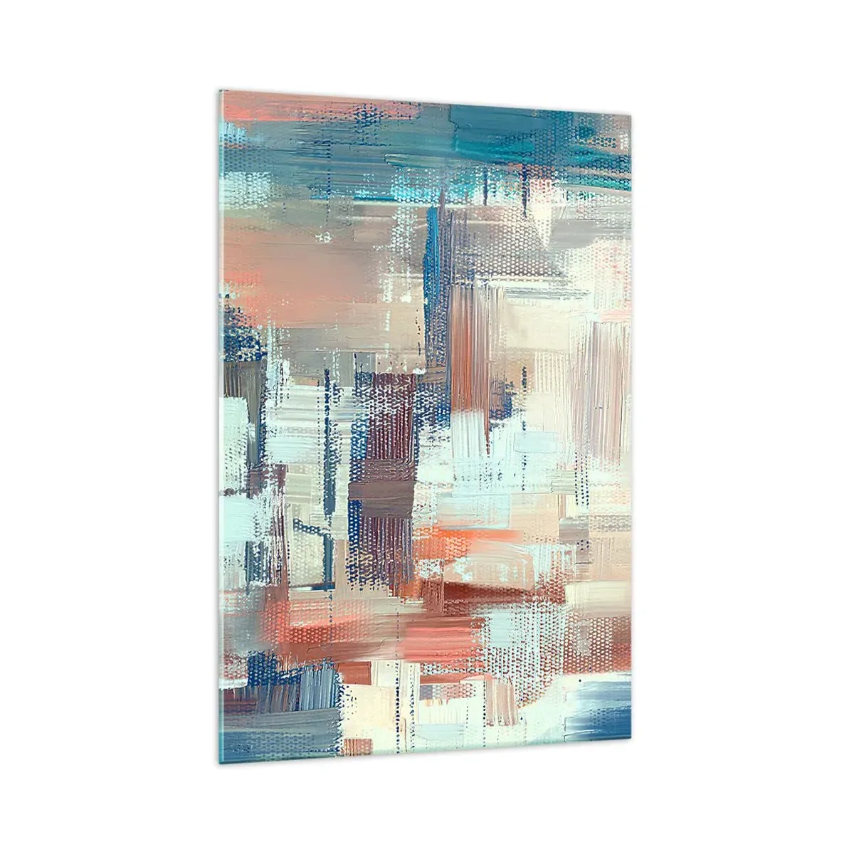 Cuadro sobre vidrio - Impresiones sobre Vidrio - Composición abstracta en tonos azules y beige. - 70x100cm - Alcanzando la luz - Decoración de pared moderna para salón y dormitorio ARTTOR
