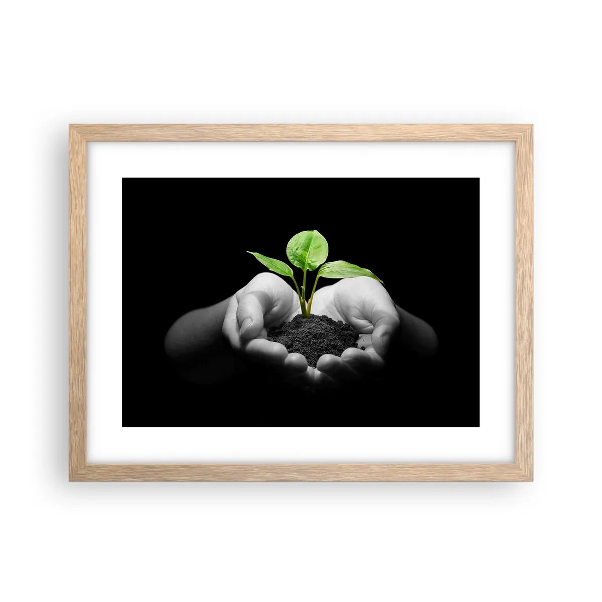 Póster en marco roble claro - Amo la naturaleza, la protejo - 40x30 cm
