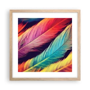 Póster en marco roble claro - Arco iris plumoso - 40x40 cm
