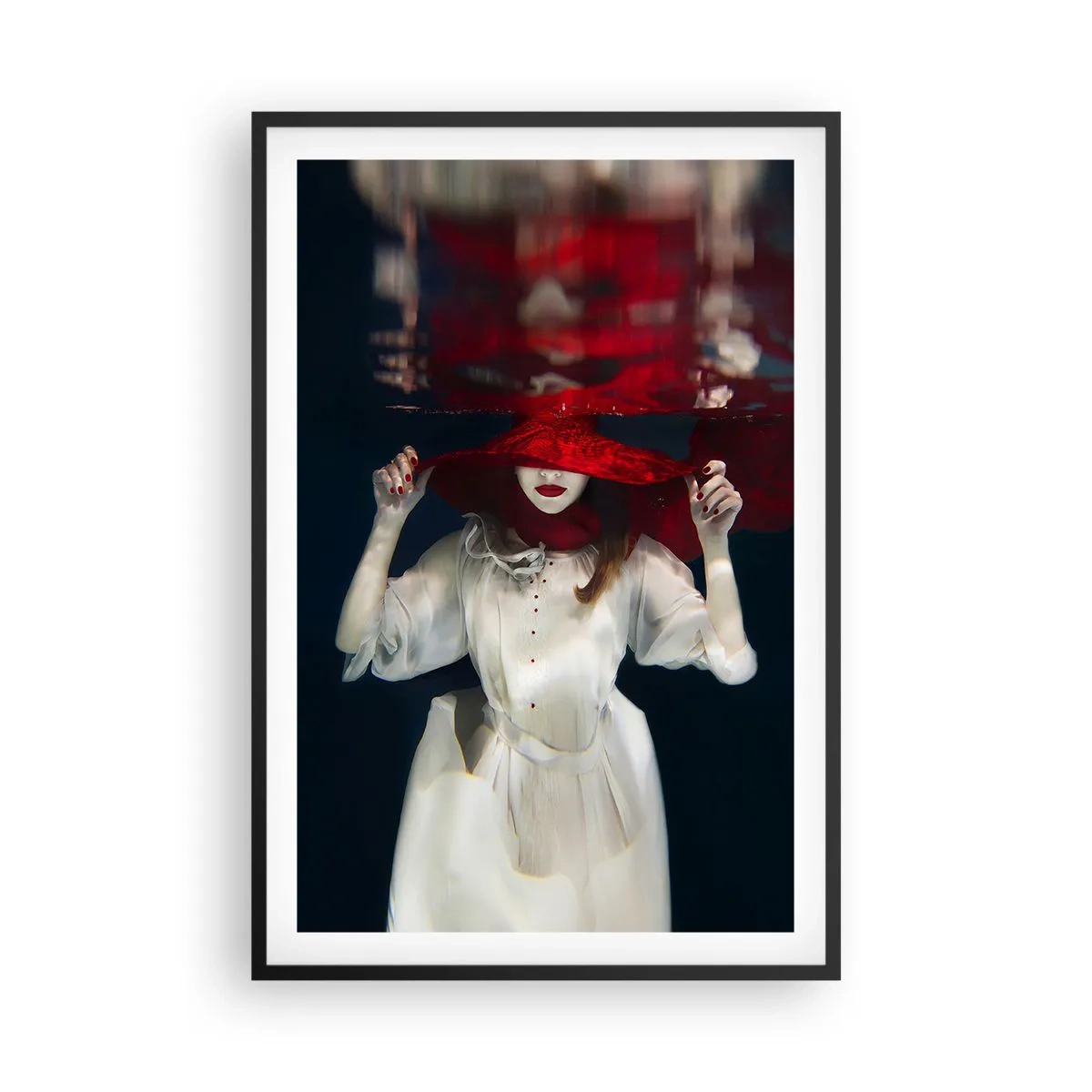Póster en marco negro - Blanco y rojo - 61x91 cm