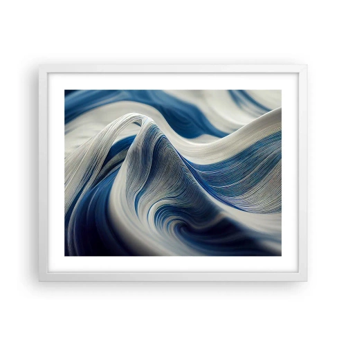 Póster en marco blanco - Fluidez de azul y blanco - 50x40 cm