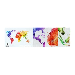 Muestra de fotomural Premium Canvas - Todos los colores del mundo - Mapa del mundo, Gráficos, Continentes - 100x30 cm