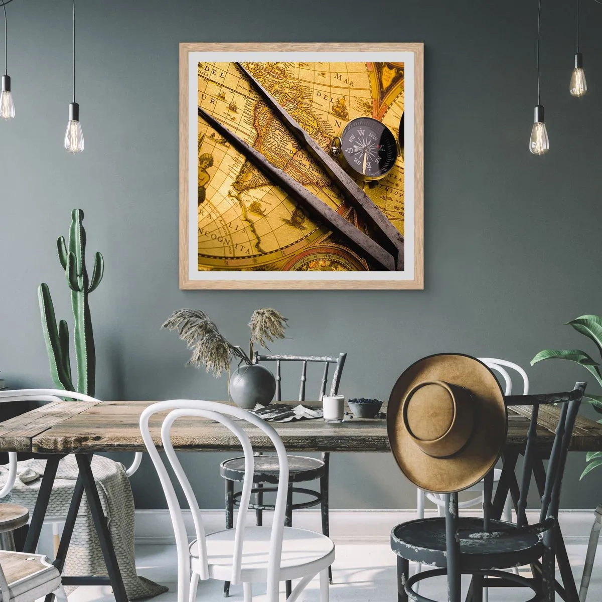 Póster en marco roble claro - ¿Dónde están los tesoros? - 50x50 cm