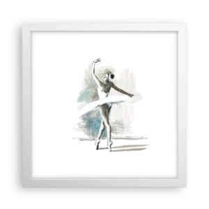 Póster en marco blanco - Encantada por un cisne - 30x30 cm