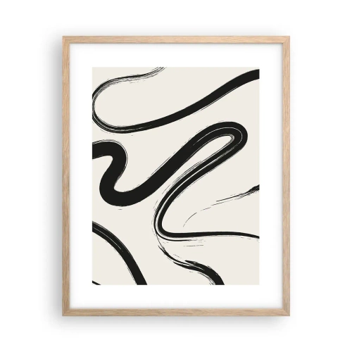 Póster en marco roble claro - Fantasía en blanco y negro - 40x50 cm