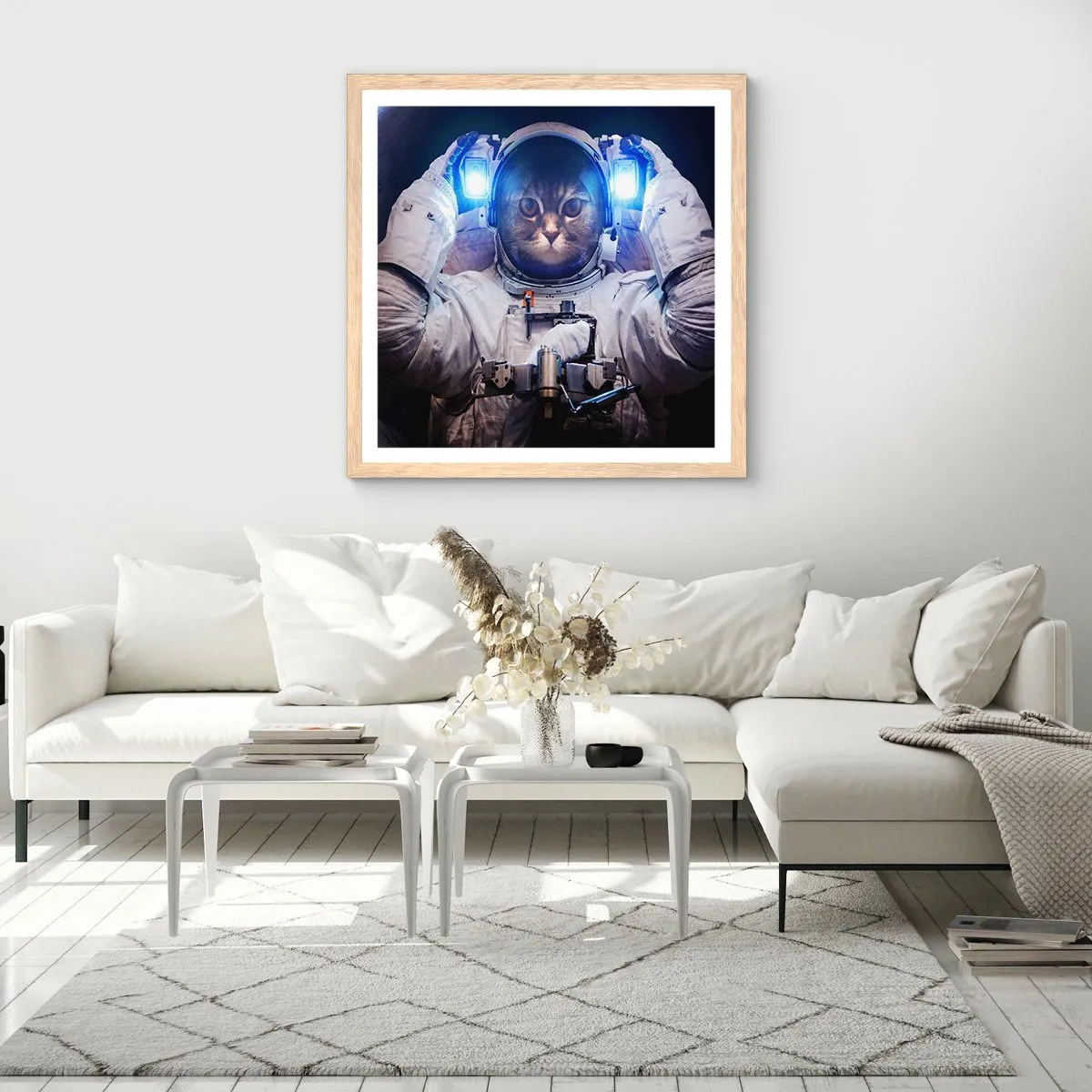 Póster en marco roble claro - Houston, tienes un problema. - 30x30 cm