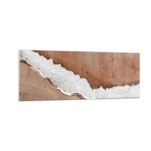 Cuadro sobre vidrio - Impresiones sobre Vidrio - Textura de arena con acentos blancos. - 140x50cm - En colores terrosos - Decoración de pared moderna para salón y dormitorio ARTTOR