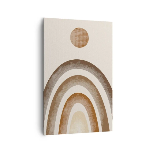 Cuadro sobre lienzo - Impresión de Imagen - Motivo planetario geométrico en tonos marrones - 80x120cm - En otro mundo - Decoración de pared moderna para salón y dormitorio ARTTOR