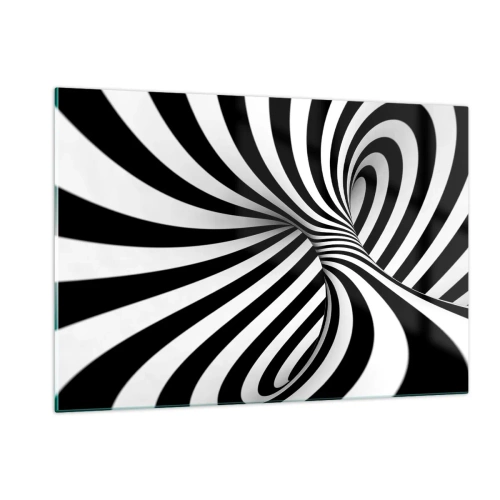 Cuadro sobre vidrio - Impresiones sobre Vidrio - Una espiral en blanco y negro que crea un efecto espacial dinámico. - 120x80cm - Composición: espacio de baile - Decoración de pared moderna para salón y dormitorio ARTTOR
