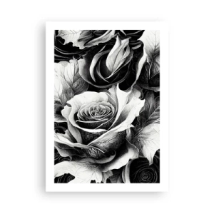 Póster - Una composición de rosas en blanco y negro con claroscuro expresivo. - 50x70cm - Siempre como una reina - Decoración de pared moderna para salón y dormitorio ARTTOR
