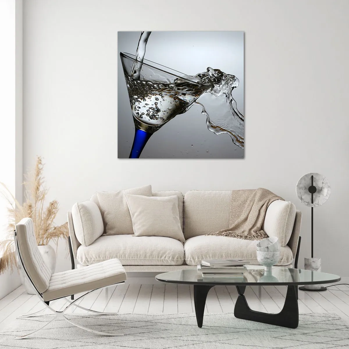 Cuadro sobre vidrio - Impresiones sobre Vidrio - Agua cristalina en vaso de vidrio - 60x60 cm