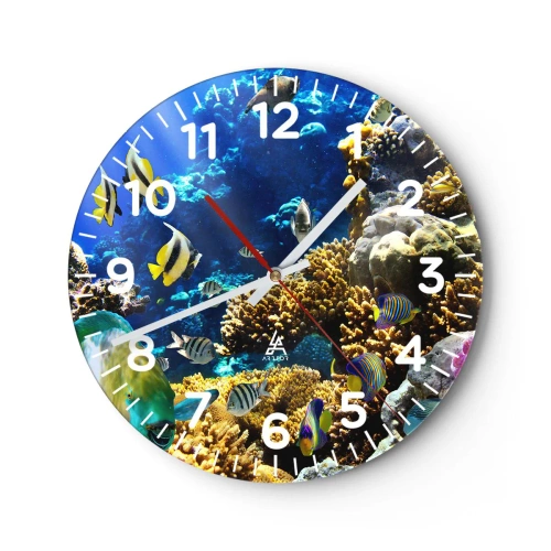 Reloj de pared - Reloj de vidrio - Vacaciones submarinas - 30x30 cm