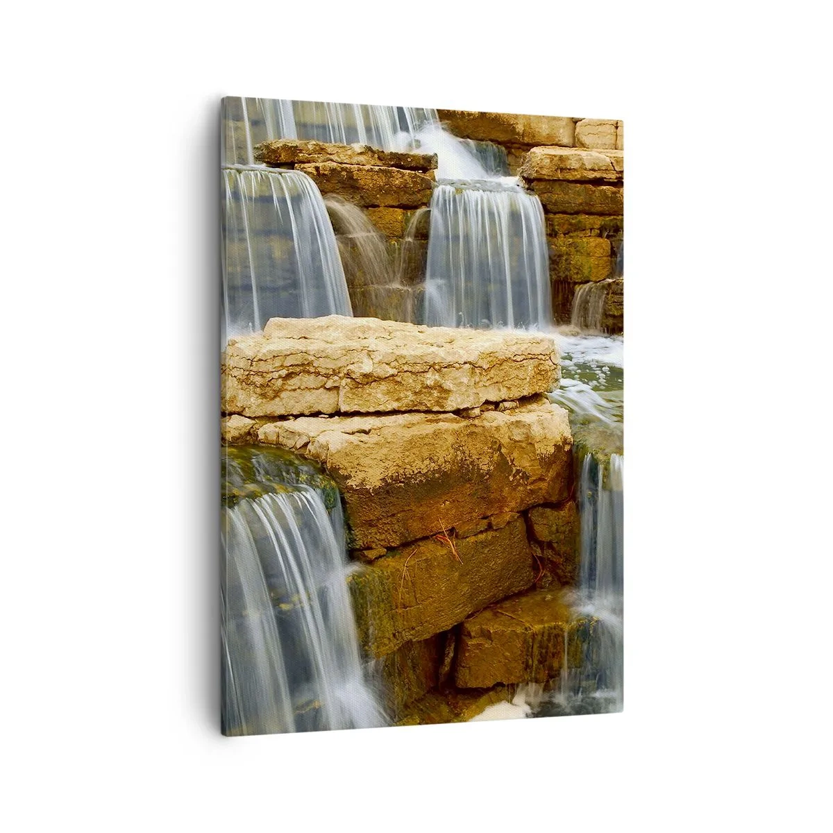 Cuadro sobre lienzo - Impresión de Imagen - Una cascada que fluye por escalones de piedra. - 50x70cm - Escalera al cielo - Decoración de pared moderna para salón y dormitorio ARTTOR