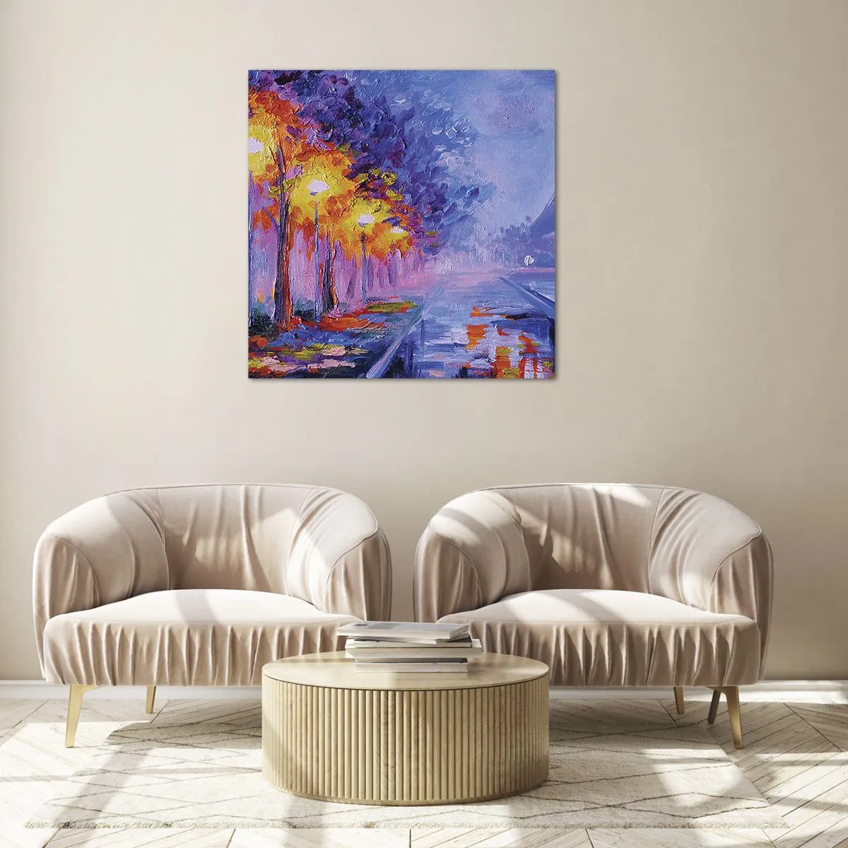 Cuadro sobre vidrio - Impresiones sobre Vidrio - Un paseo de ensueño - 40x40 cm