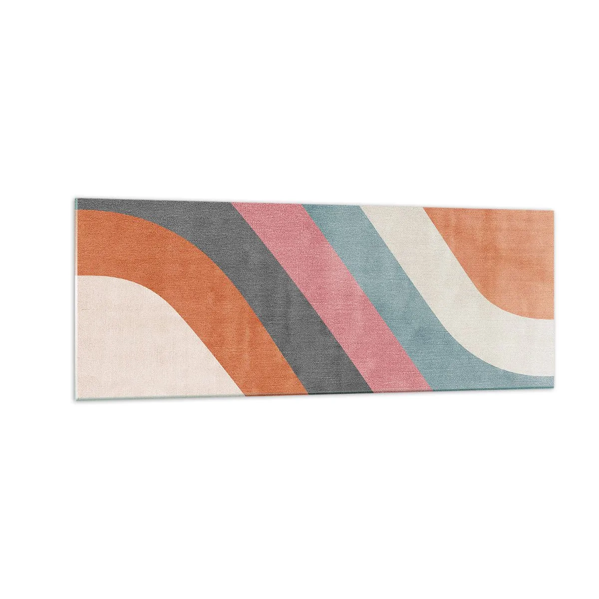 Cuadro sobre vidrio - Impresiones sobre Vidrio - Rayas retro coloridas - 140x50cm - Composición diagonal - movimiento - Decoración de pared moderna para salón y dormitorio ARTTOR