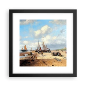 Póster en marco negro - Después de una pesca exitosa - 30x30 cm