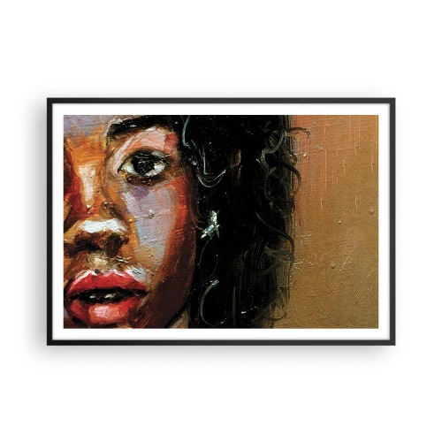 Póster en marco negro - Un retrato expresivo de una mujer en colores intensos. - 100x70cm - La mitad de mi ser - Decoración de pared moderna para salón y dormitorio ARTTOR