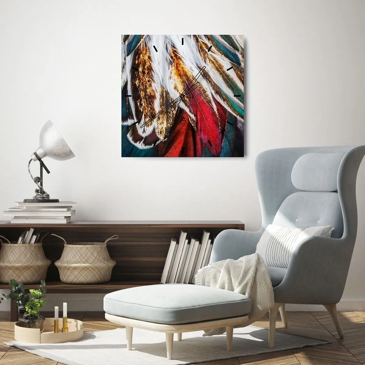 Reloj de pared - Reloj de vidrio - Los misterios del vuelo - 40x40 cm