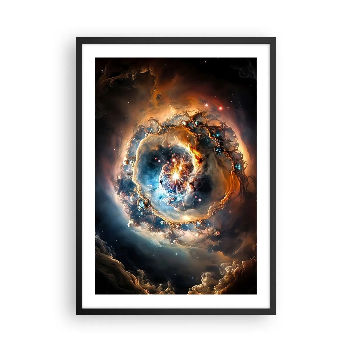 Póster en marco negro - Una explosión cósmica de luz y energía en el espacio galáctico. - 50x70cm - El inicio de todo - Decoración de pared moderna para salón y dormitorio ARTTOR