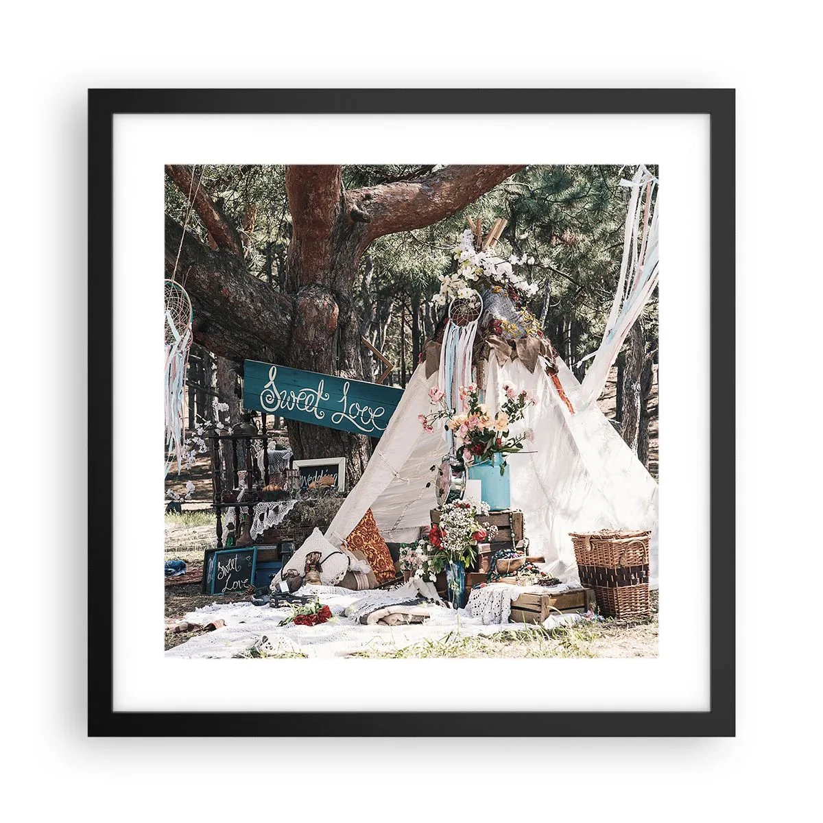 Póster en marco negro - Amor exótico - 40x40 cm