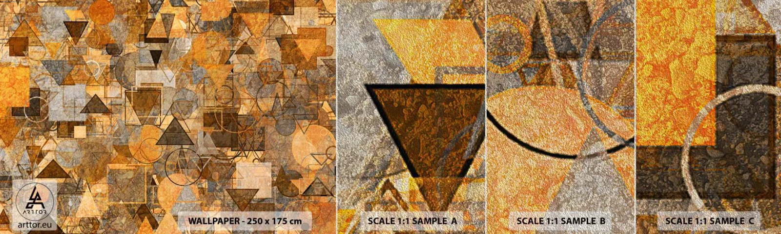 Muestra de fotomural Premium Sand - El mundo en formas - Abstracción, Pedazo, Patrón moderno - 100x30 cm