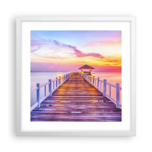 Póster en marco blanco - El silencio lila-dorado de la tarde - 40x40 cm