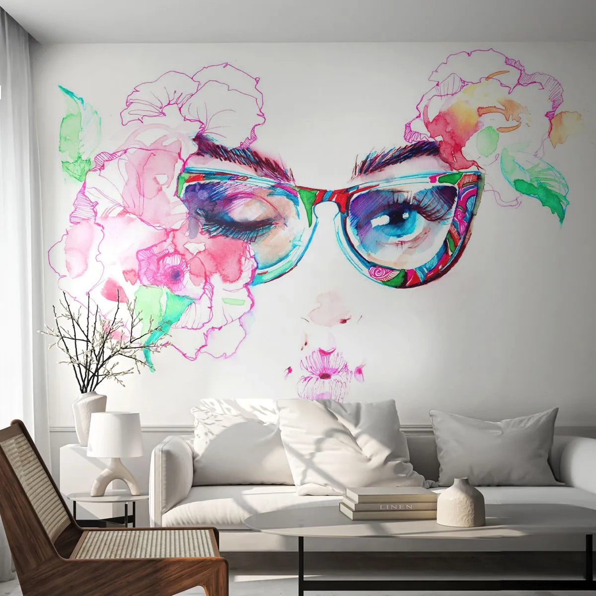 Fotomural Autadhesivo Deluxe Sticker - Una promesa tentadora - Abstracción, ojos de mujer, Anteojos - 200x140 cm
