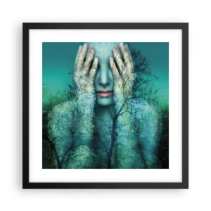 Póster en marco negro - Sumergida en azul - 40x40 cm