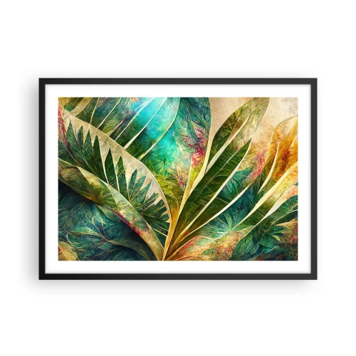 Póster en marco negro - Hojas tropicales coloridas sobre un fondo claro - 70x50cm - Los colores del trópico - Decoración de pared moderna para salón y dormitorio ARTTOR