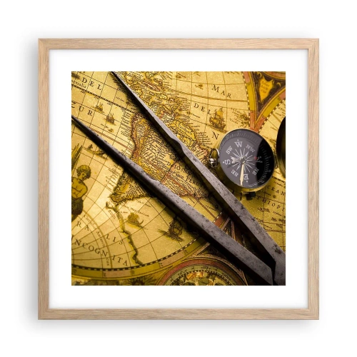 Póster en marco roble claro - ¿Dónde están los tesoros? - 40x40 cm