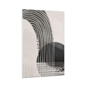 Cuadro sobre vidrio - Impresiones sobre Vidrio - Patrón abstracto con líneas y formas geométricas. - 70x100cm - Ida y vuelta - Decoración de pared moderna para salón y dormitorio ARTTOR