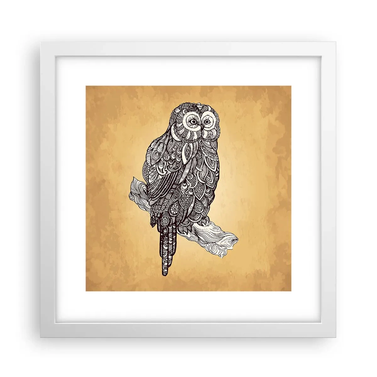 Póster en marco blanco - Intrincados ornamentos de sabiduría - 30x30 cm