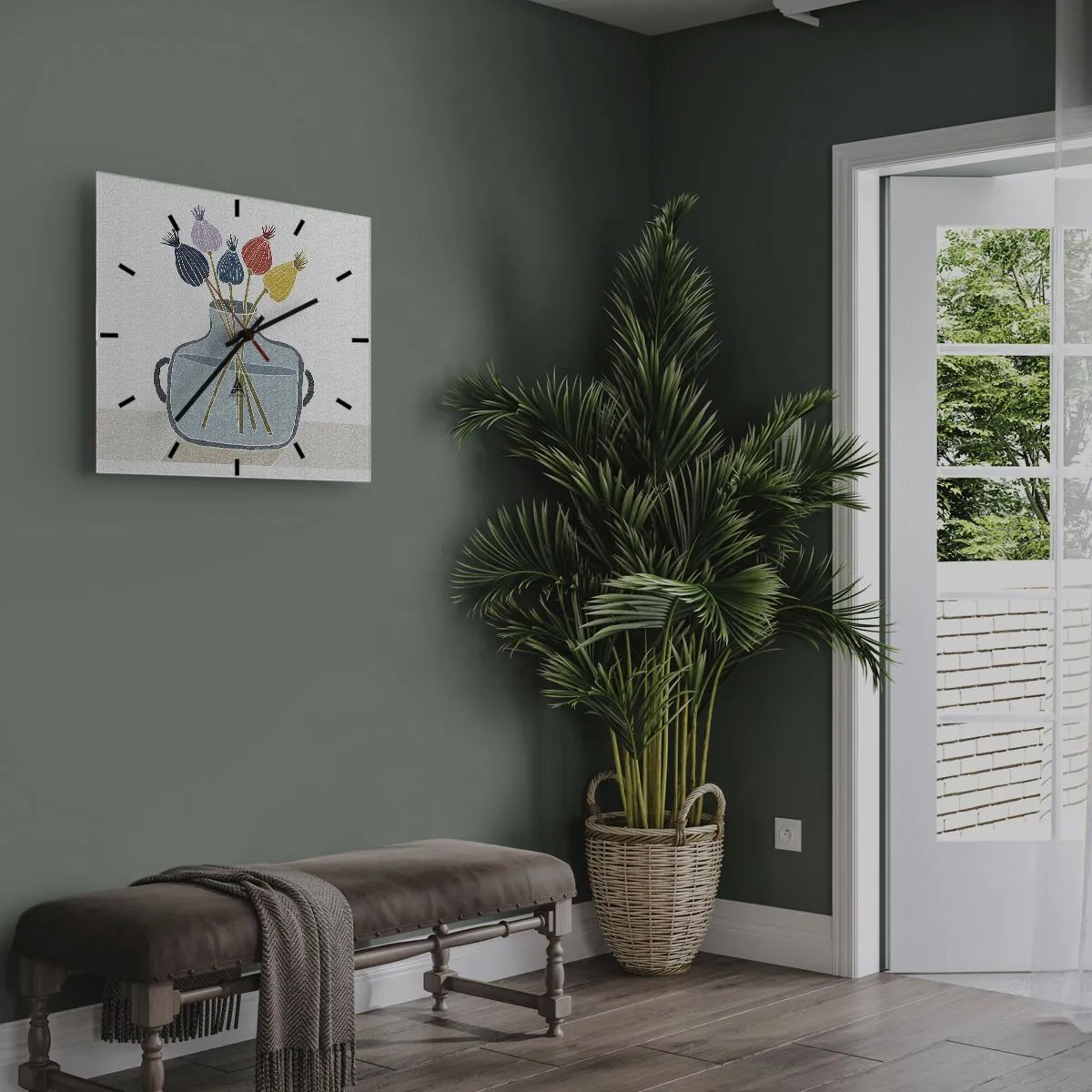 Reloj de pared - Reloj de vidrio - Como una semilla de amapola - 40x40 cm