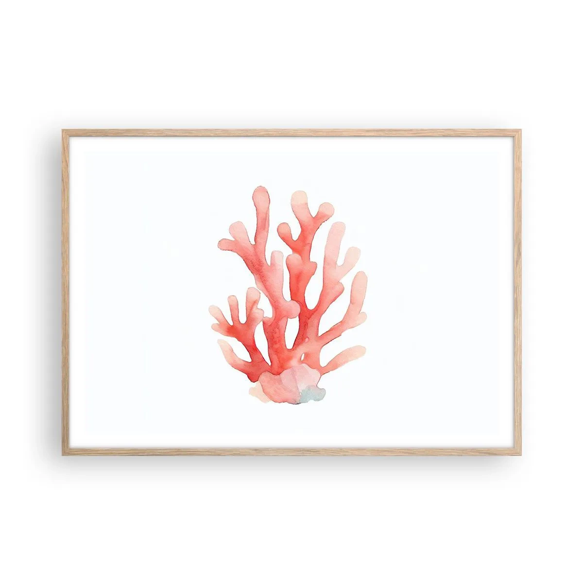 Póster en marco roble claro - La hermosura del color coral - 100x70 cm
