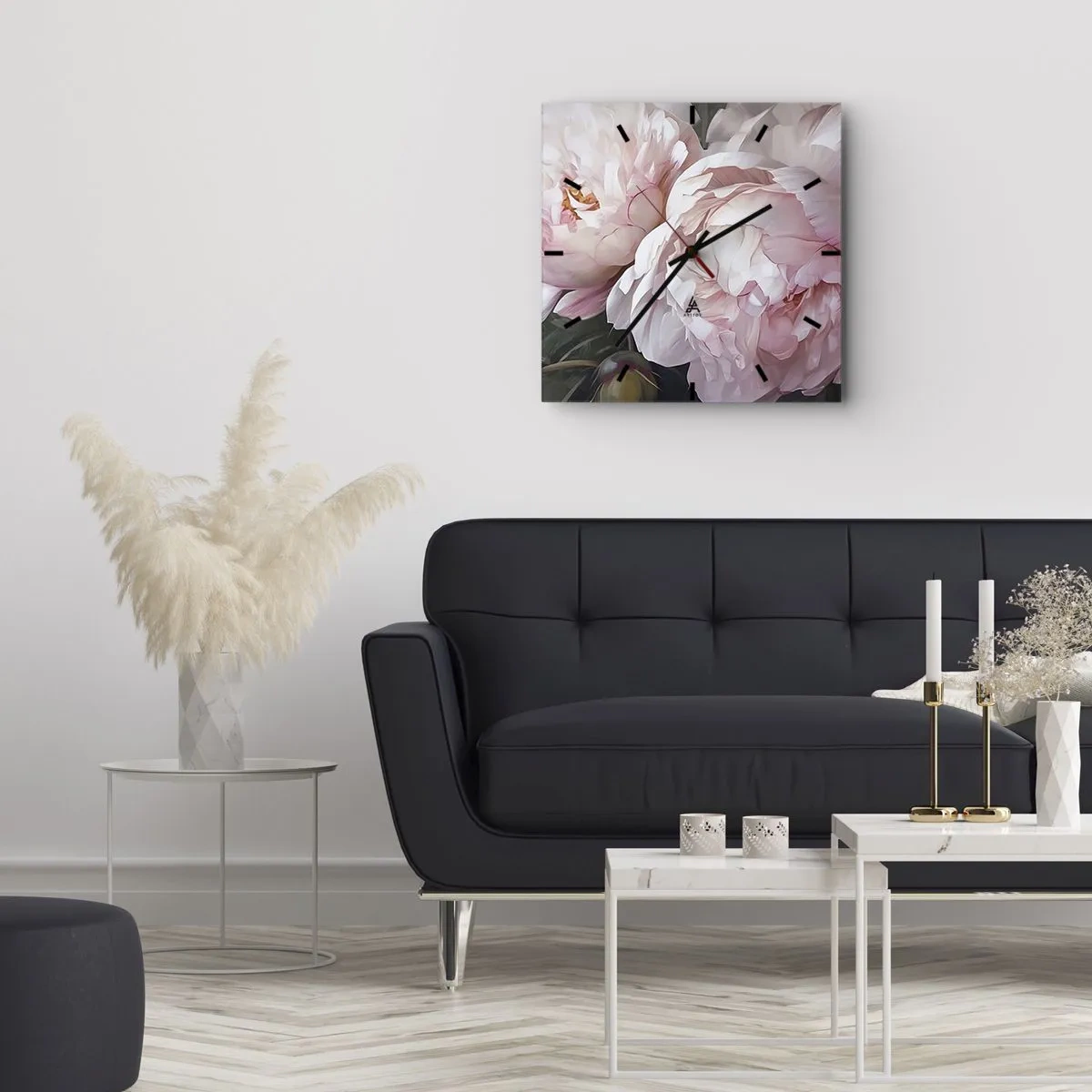 Reloj de pared - Reloj de vidrio - En flor - 40x40 cm