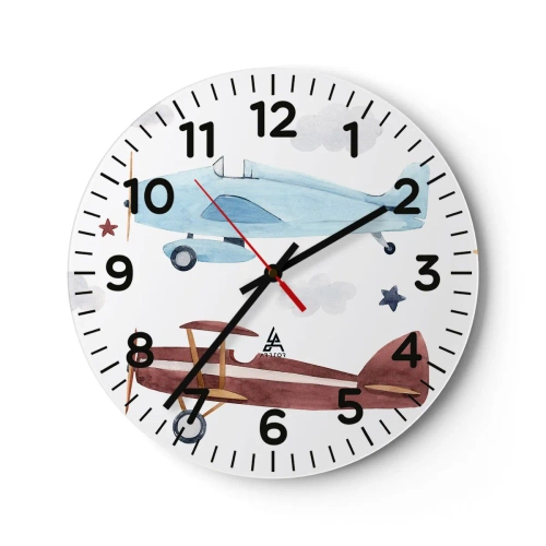 Reloj de pared - Reloj de vidrio - ¡Piloto, estamos esperando! - 30x30 cm