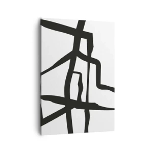 Cuadro sobre lienzo - Impresión de Imagen - Patrón minimalista en blanco y negro con líneas geométricas. - 50x70cm - Construcción en blanco y negro - Decoración de pared moderna para salón y dormitorio ARTTOR