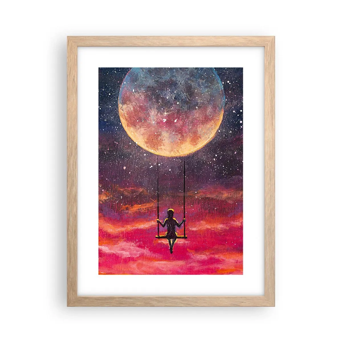 Póster en marco roble claro - Disfrutar de las nubes - 30x40 cm