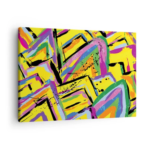 Cuadro sobre lienzo - Impresión de Imagen - Abstracción vívida en colores brillantes y formas dinámicas. - 70x50cm - Grita de alegría - Decoración de pared moderna para salón y dormitorio ARTTOR
