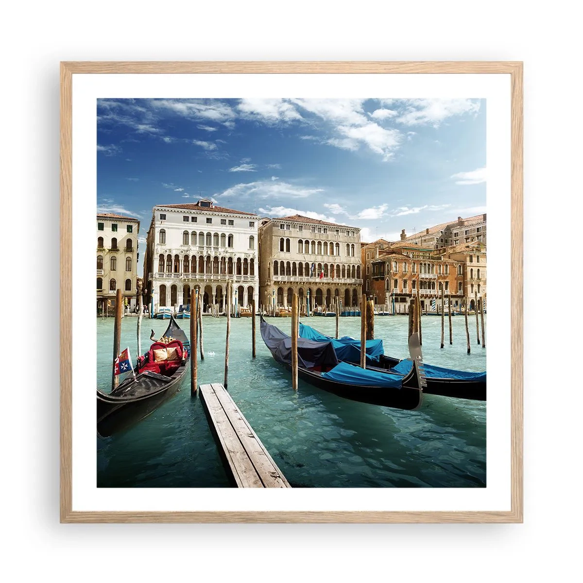 Póster en marco roble claro - Palacios en azul - 60x60 cm