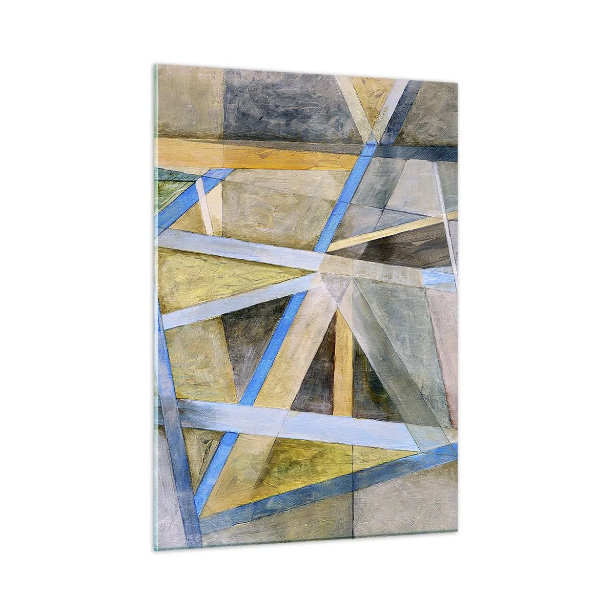 Cuadro sobre vidrio - Impresiones sobre Vidrio - Composición abstracta con formas geométricas - 50x70cm - ¿Recto o inclinado? - Decoración de pared moderna para salón y dormitorio ARTTOR